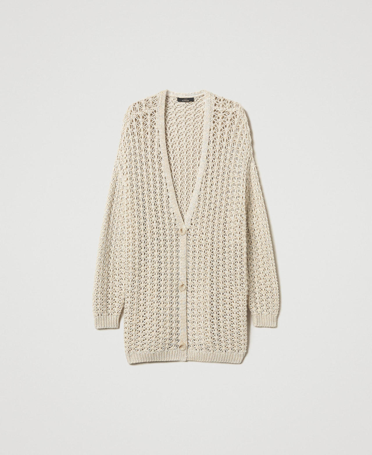 Openwork maxi cardigan Woman, Beige | TWINSET Milano