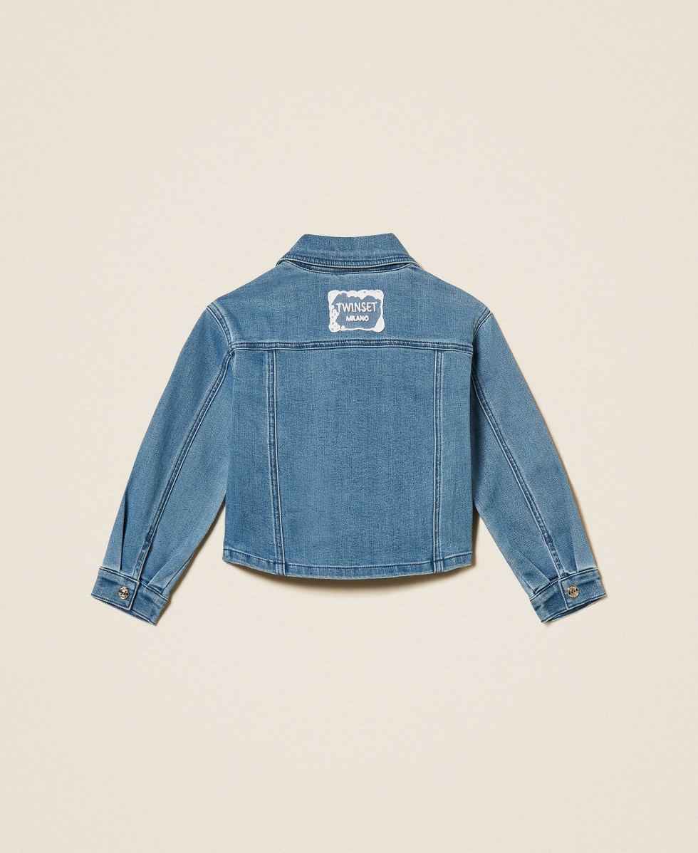 Blouson pour fille en jean Bleu Jean Moyen Fille 261GB2030_03451_S1