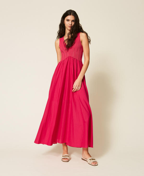 Long dress with knit bodice
