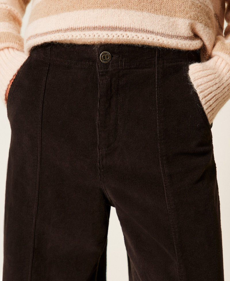 Wide corduroy trousers Black Chocolate Woman 252TT2180_11054_04