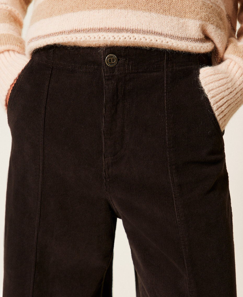 Wide corduroy trousers Black Chocolate Woman 252TT2180_11054_04