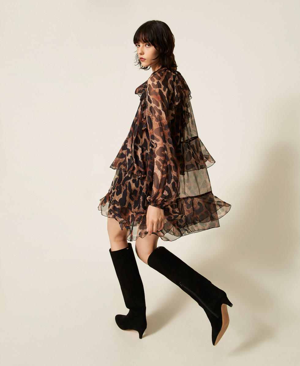 Vestido corto de gasa animal print