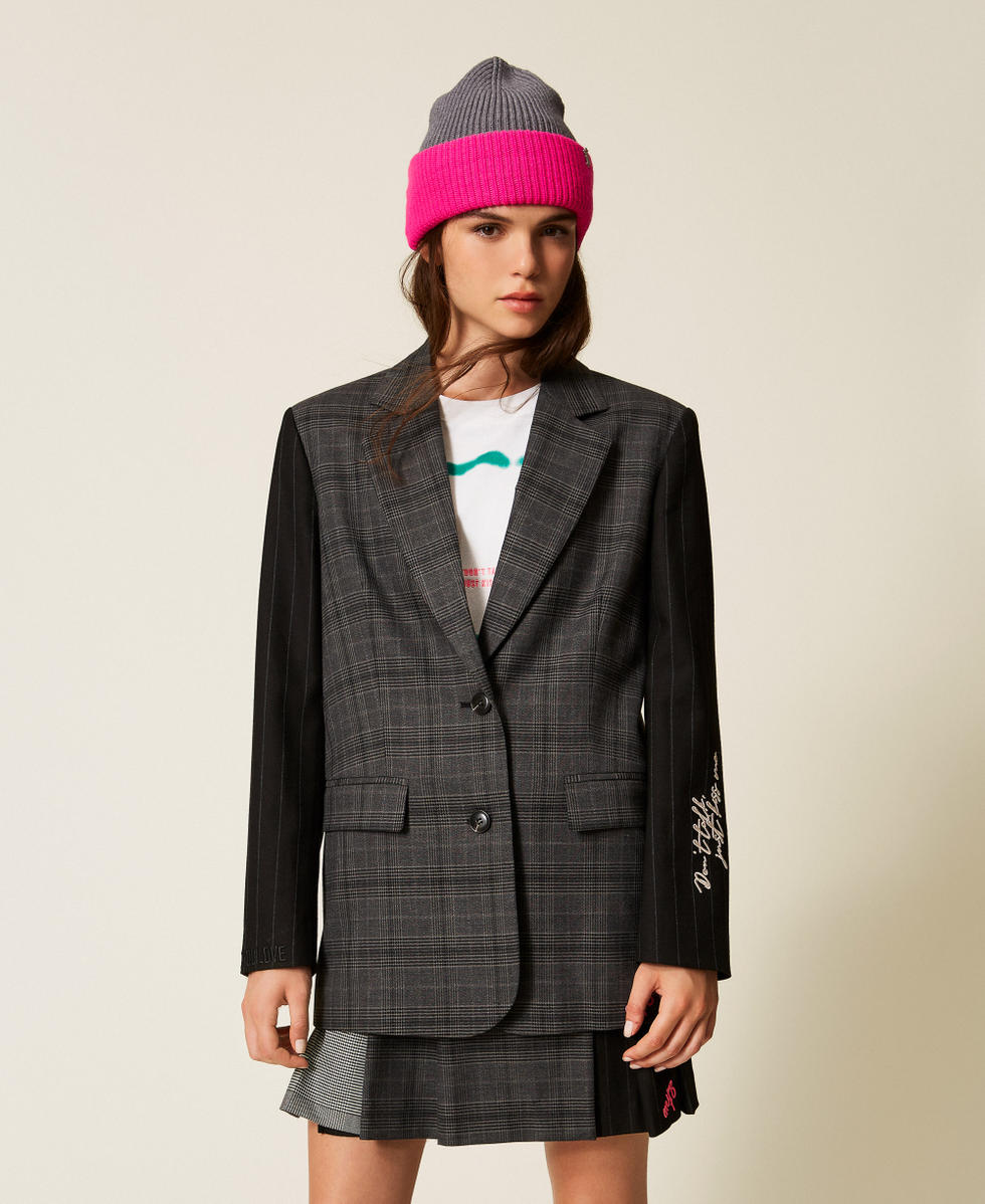 Blazer MYFO avec broderies Teint en fil M&eacute;lange Femme 252AQ2040_12852_04