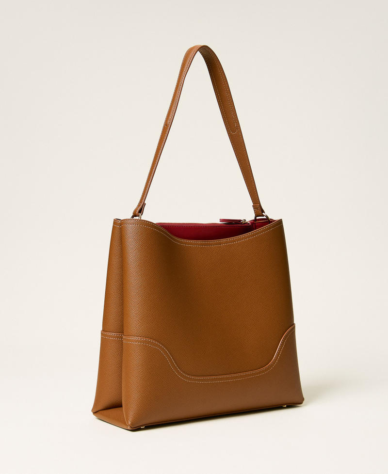 Two-tone unlined bucket bag Two-tone "Land" Brown/Venetian Red Woman 262TD8041_14046_03