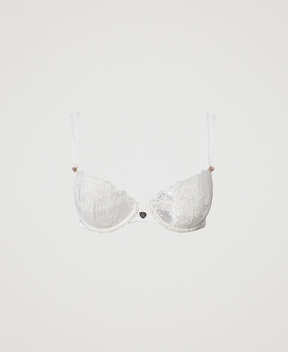 Embroidered tulle underwire bra Antique White Woman 251LL6D55_00245_S0