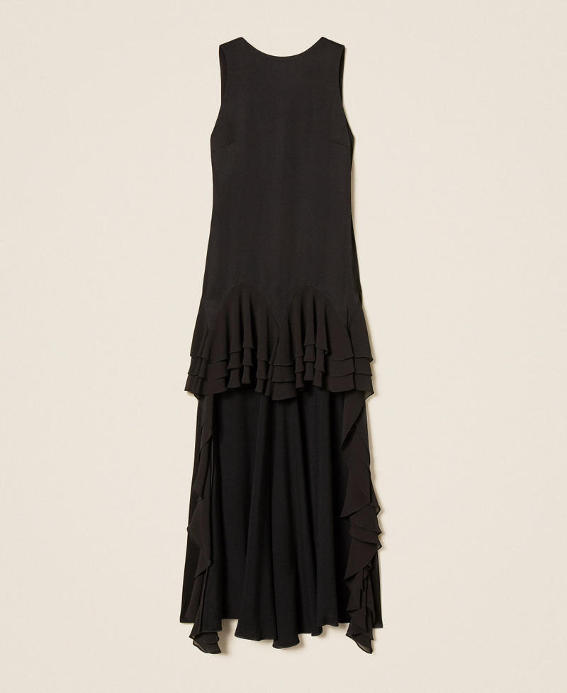 Myfo long asymmetric satin dress Black Woman 262AQ2083_00006_S0