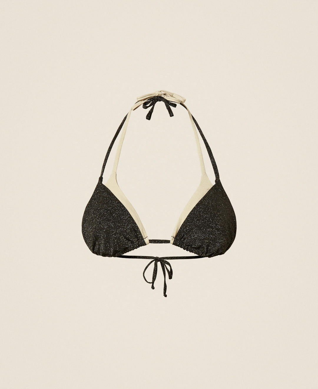 Haut de maillot de bain triangle bicolore avec lurex