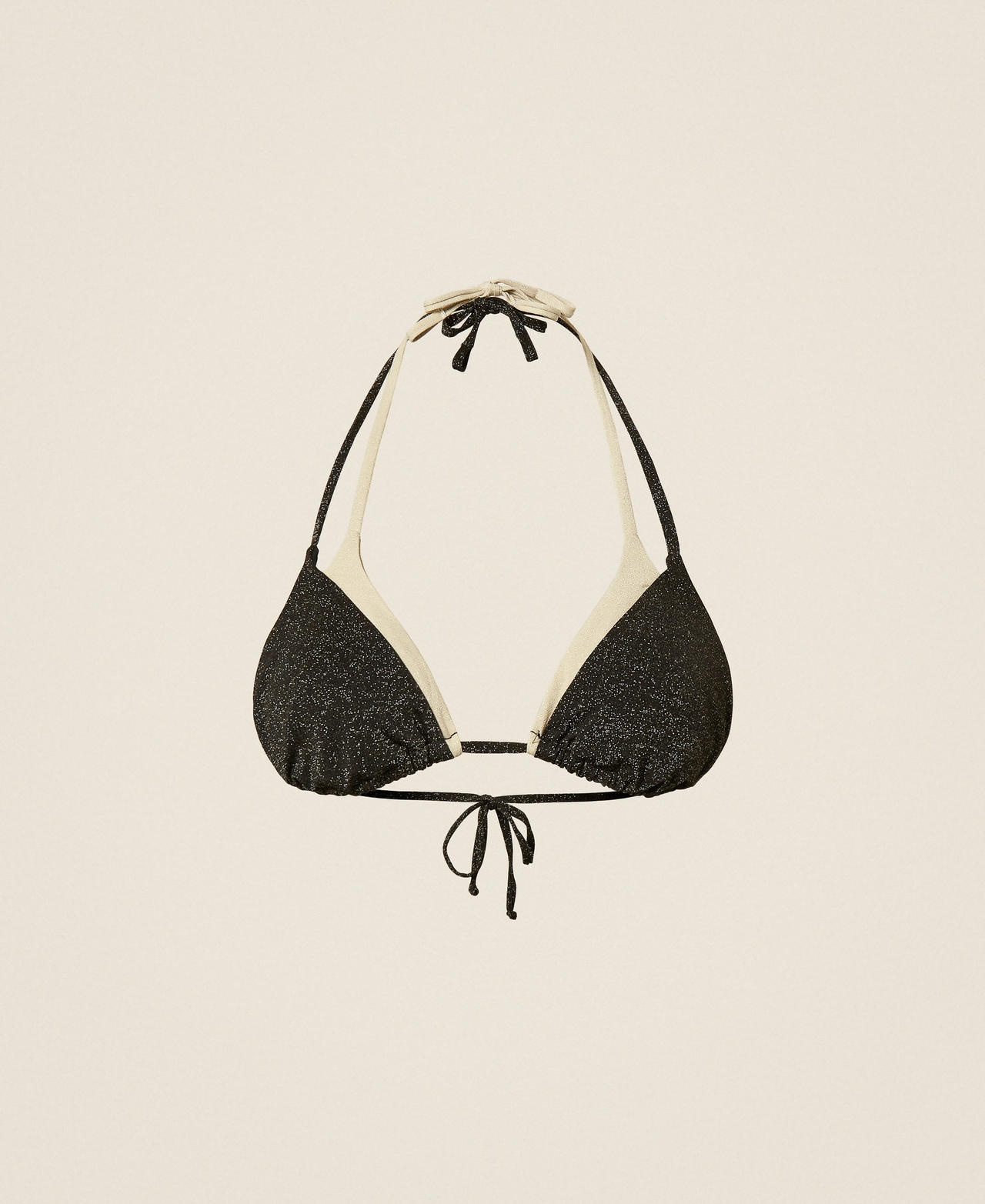 Haut de maillot de bain triangle bicolore avec lurex