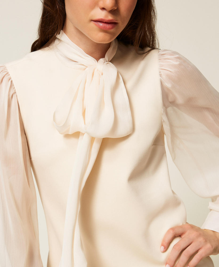 Short dress with sash neck Crystal Sand Beige Woman 252AT2211_12610_04