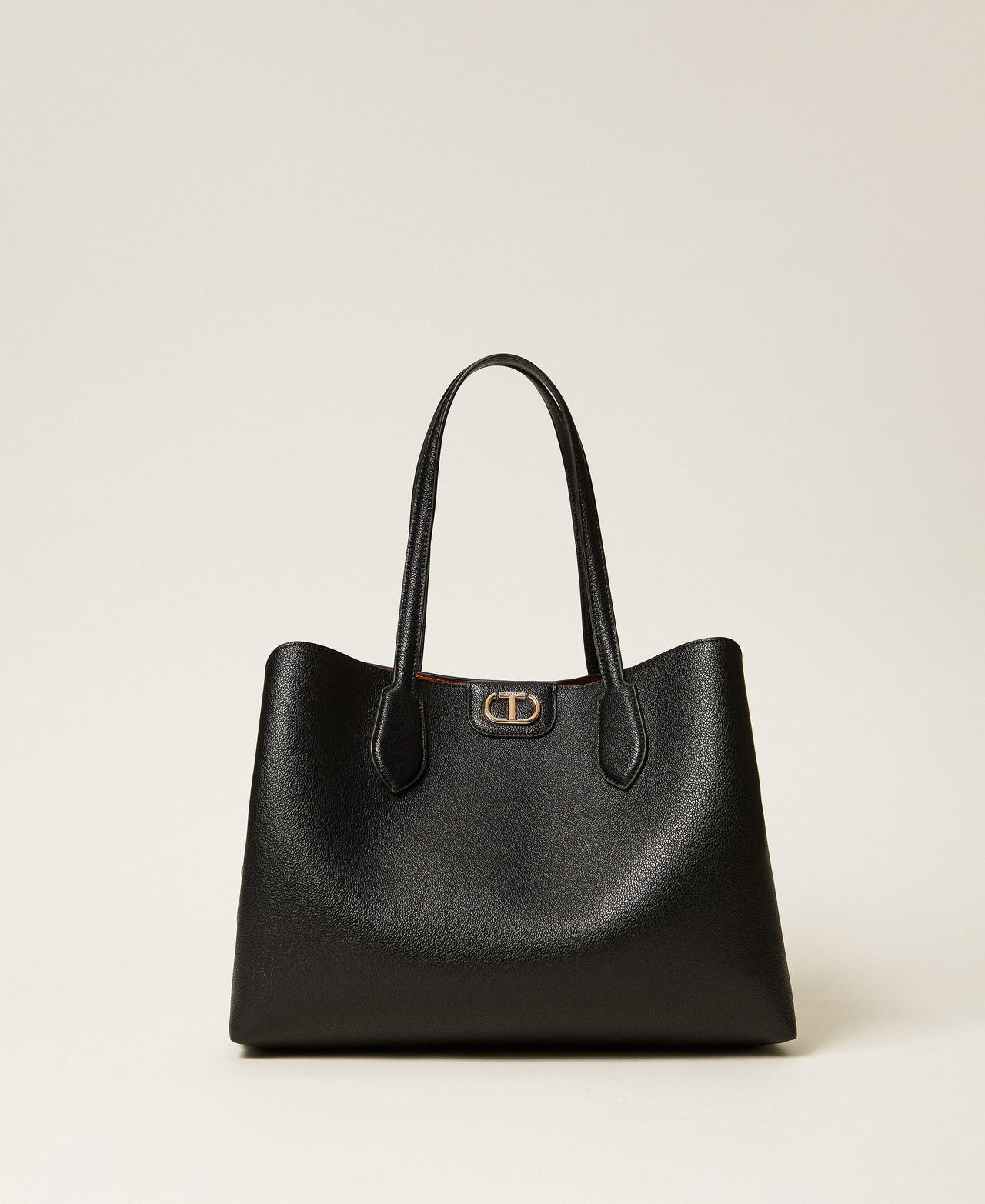 Twinset Vrouw Bicolore Noir/Marron « Land » Sacs - Cabas Bicolore Avec Oval T, /Marron « Land », Taille Unique