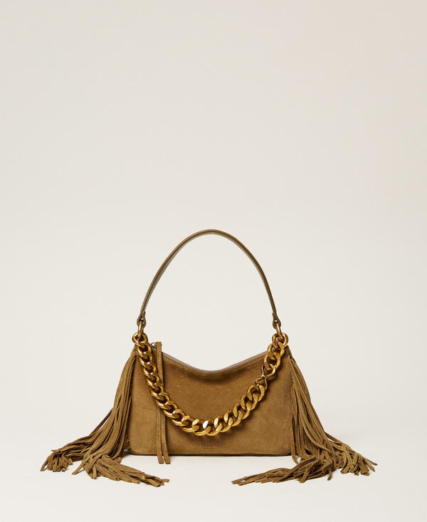 Borsa Liliane media in suede con frange