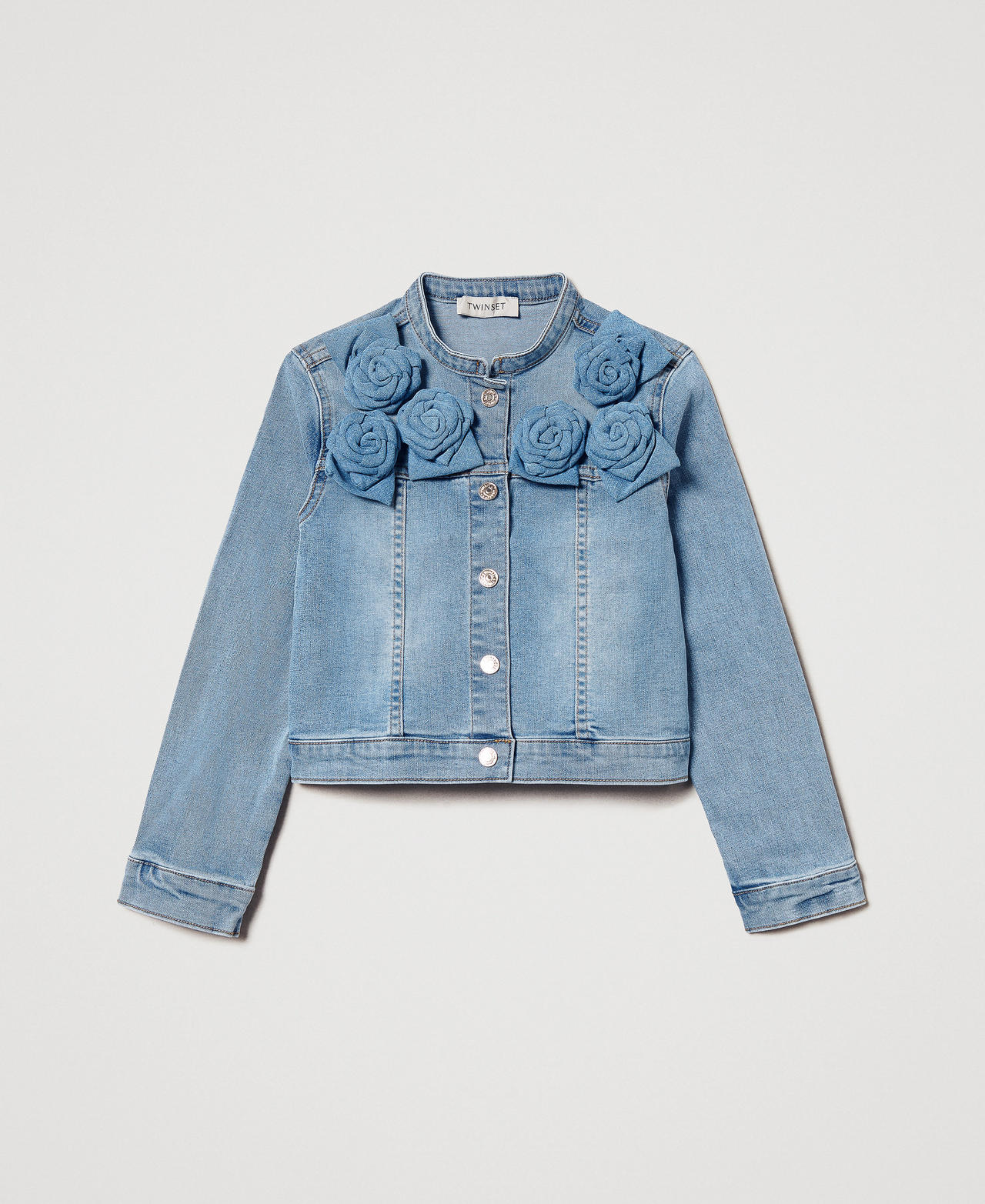 Jeansjacke mit Rosen Helles Denim Mädchen 251GJ2500_11457_0S