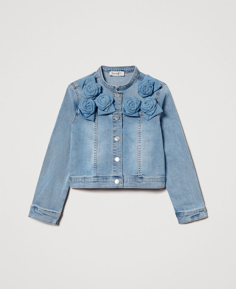 Jeansjacke mit Rosen Helles Denim Mädchen 251GJ2500_11457_0S