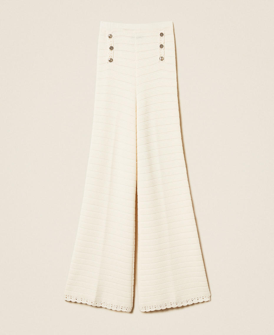 Strickhose mit H&auml;keleinsatz &bdquo;Parchment&ldquo;-Beige Frau 261TP3076_07222_S0