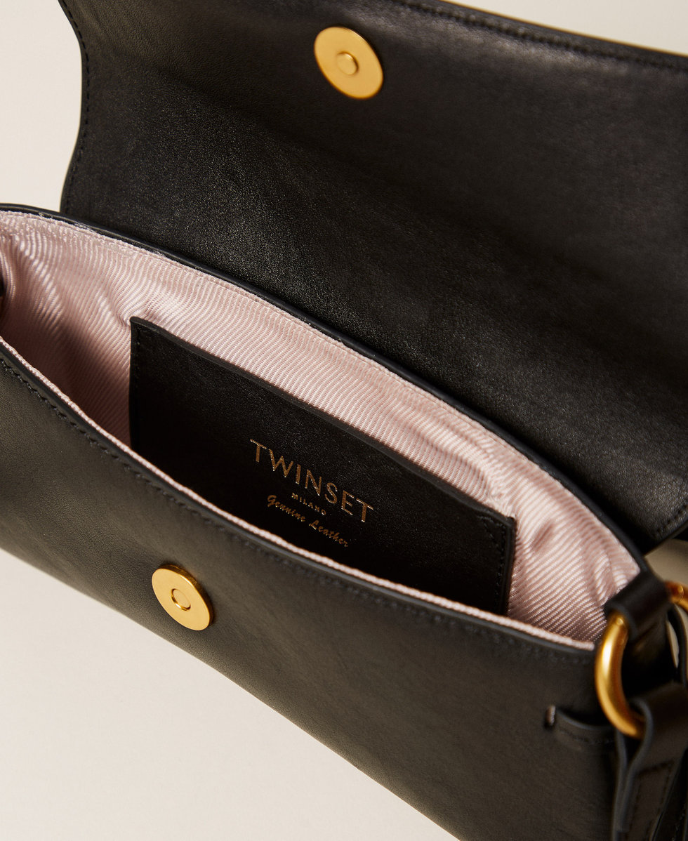 Sac &agrave; bandouli&egrave;re avec rabat en cuir Noir Femme 262TB7171_00006_04