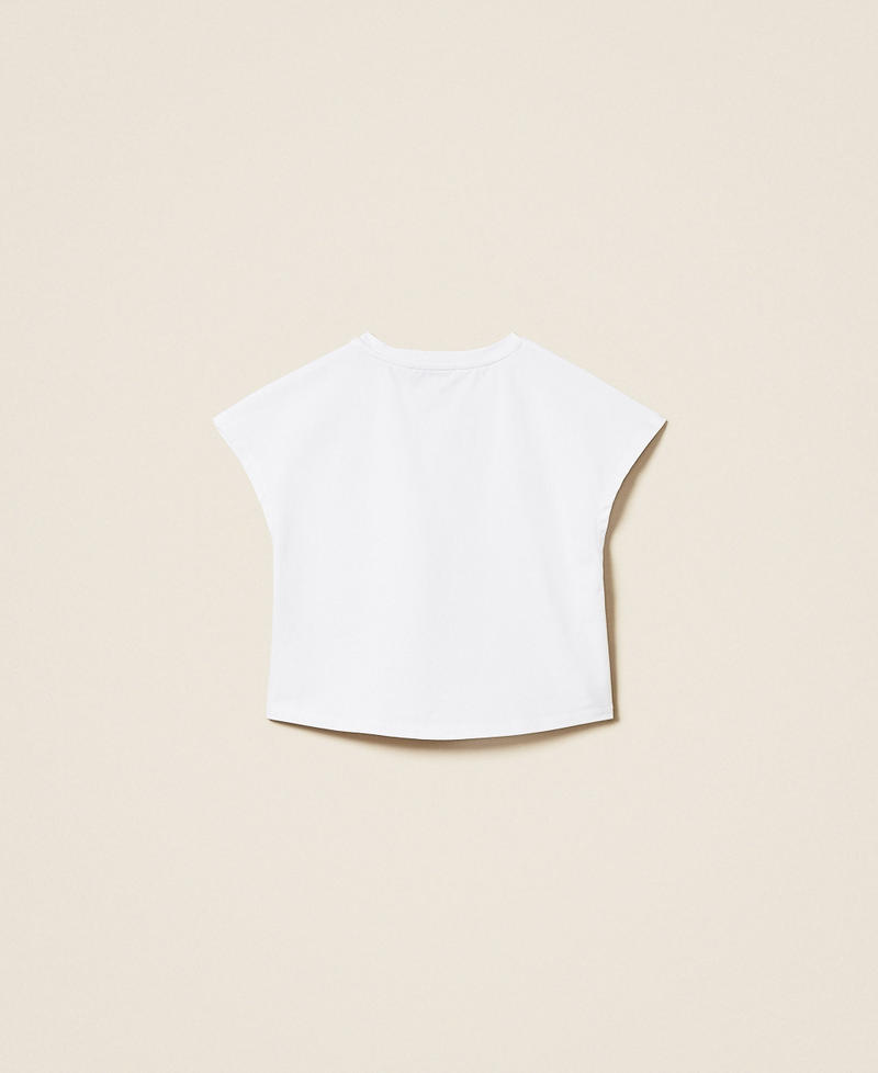 T-shirt boxy con rose Off White Bambina 261GJ2Q63_00526_S1