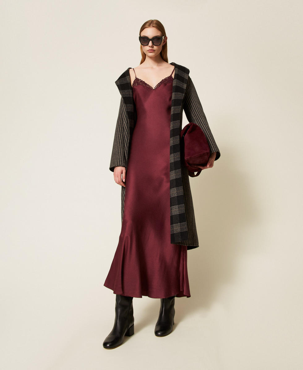 Abito lungo in raso con pizzo Viola "Winetasting" Donna 252TP2480_05609_T0