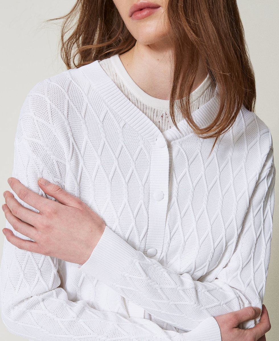 Cardigan en maille avec losanges White Cloud Femme 251LL3HBB_12105_05