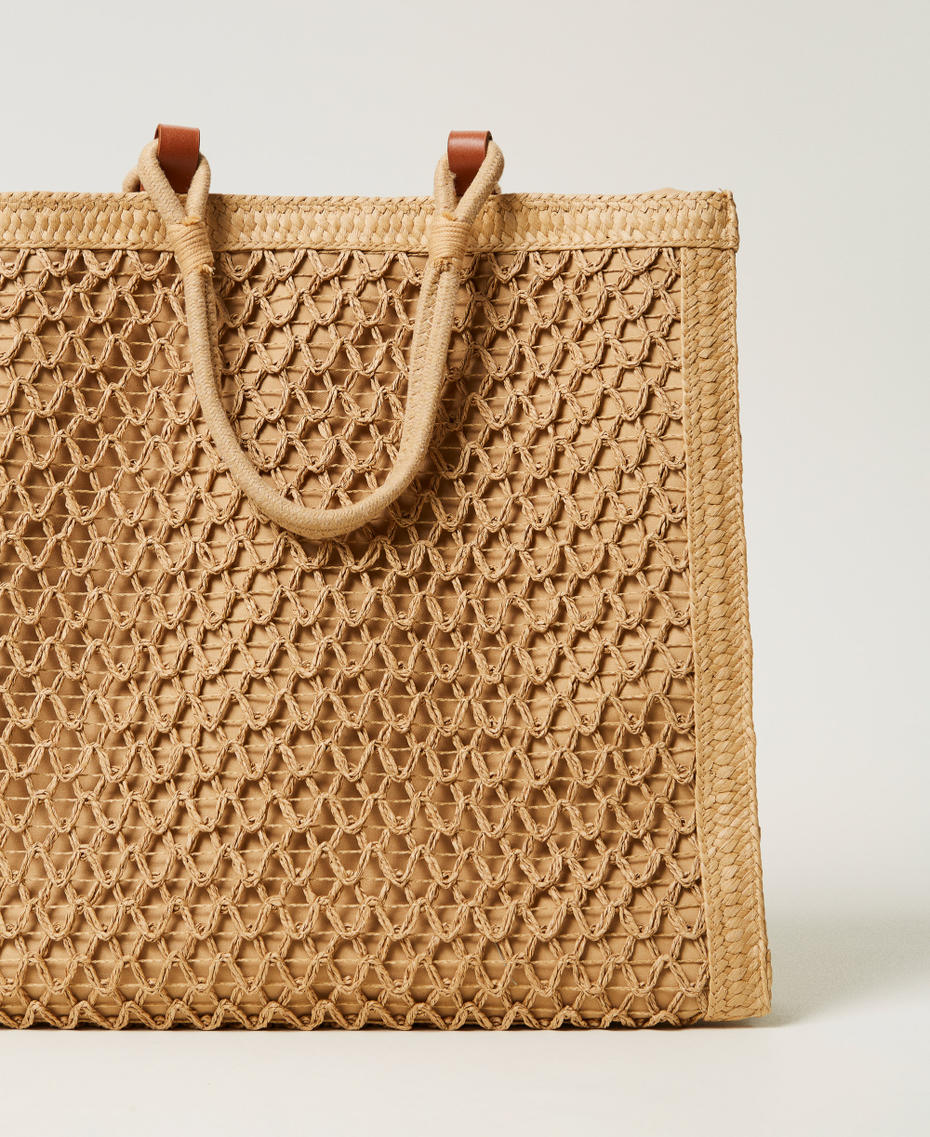 Bolso shopper de paja trenzada Paja Mujer 251LM8AHH_00193_03