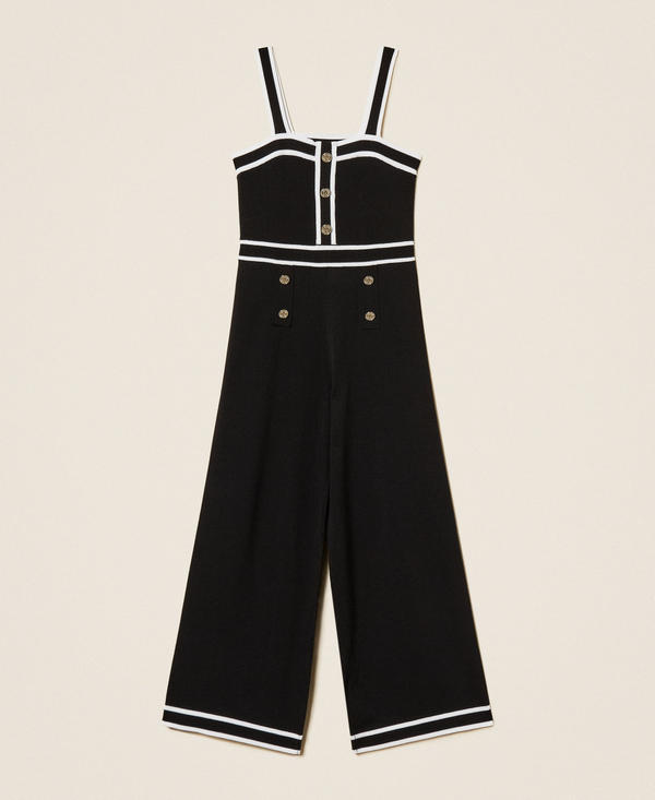 Knit jumpsuits with contrasting trims