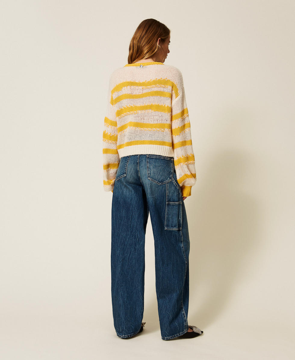 Wide-leg jeans with five pockets "Mid Denim" Blue Woman 252AP2421_01611_03