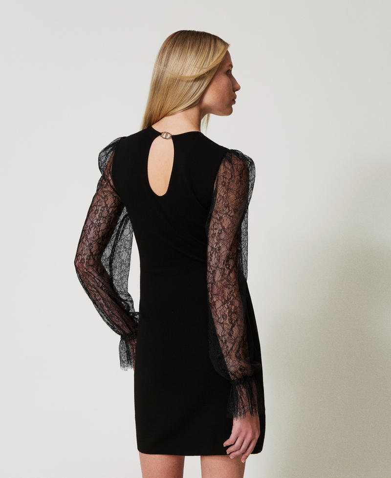 Short knit dress with lace Black Woman 251TP3411_00006_03