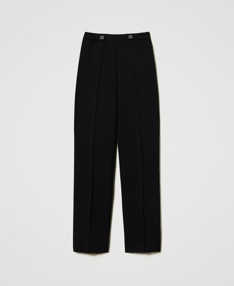 Strainght leg cady cr&ecirc;pe trousers Black Woman 242TP2351_00006_S0