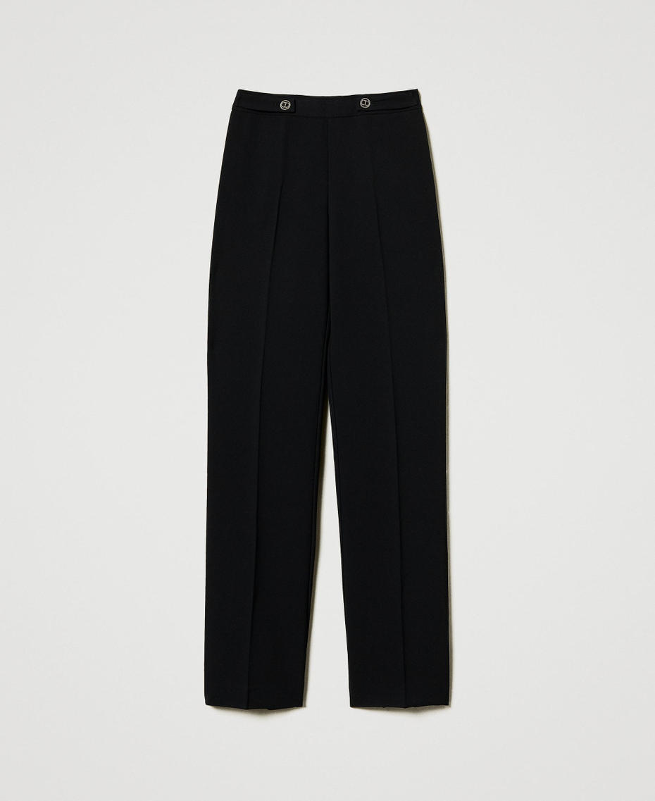 Strainght leg cady cr&ecirc;pe trousers Black Woman 242TP2351_00006_S0