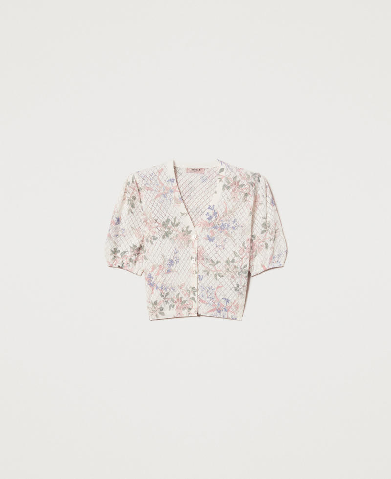 Cropped-Cardigan mit Blumendessin Multicolor Blumenprint Frau 251TT3320_12531_S0