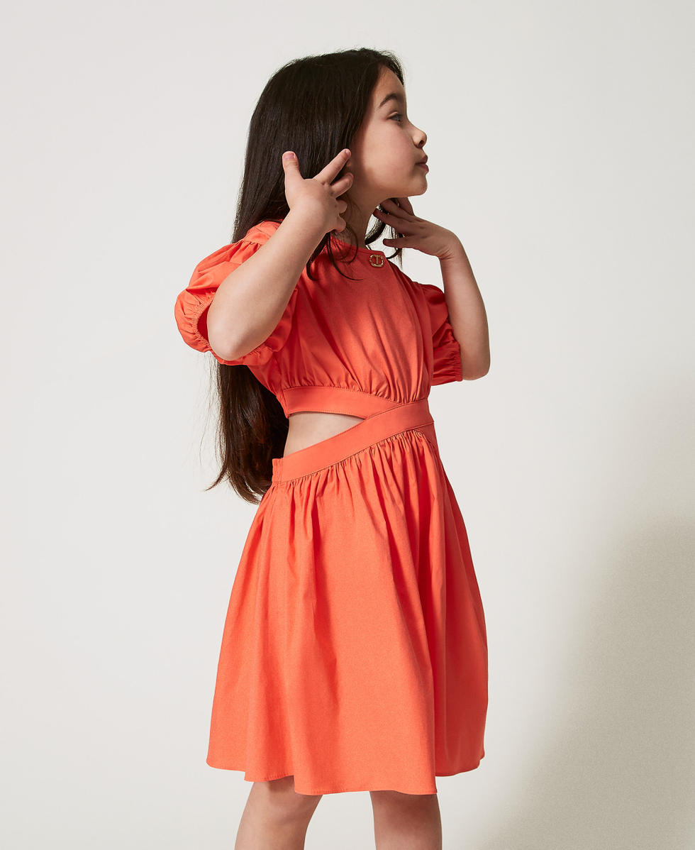 Short poplin dress with cut-out &ldquo;Sugar Coral&rdquo; Orange (Red) Girl 251GJ2427_04985_02