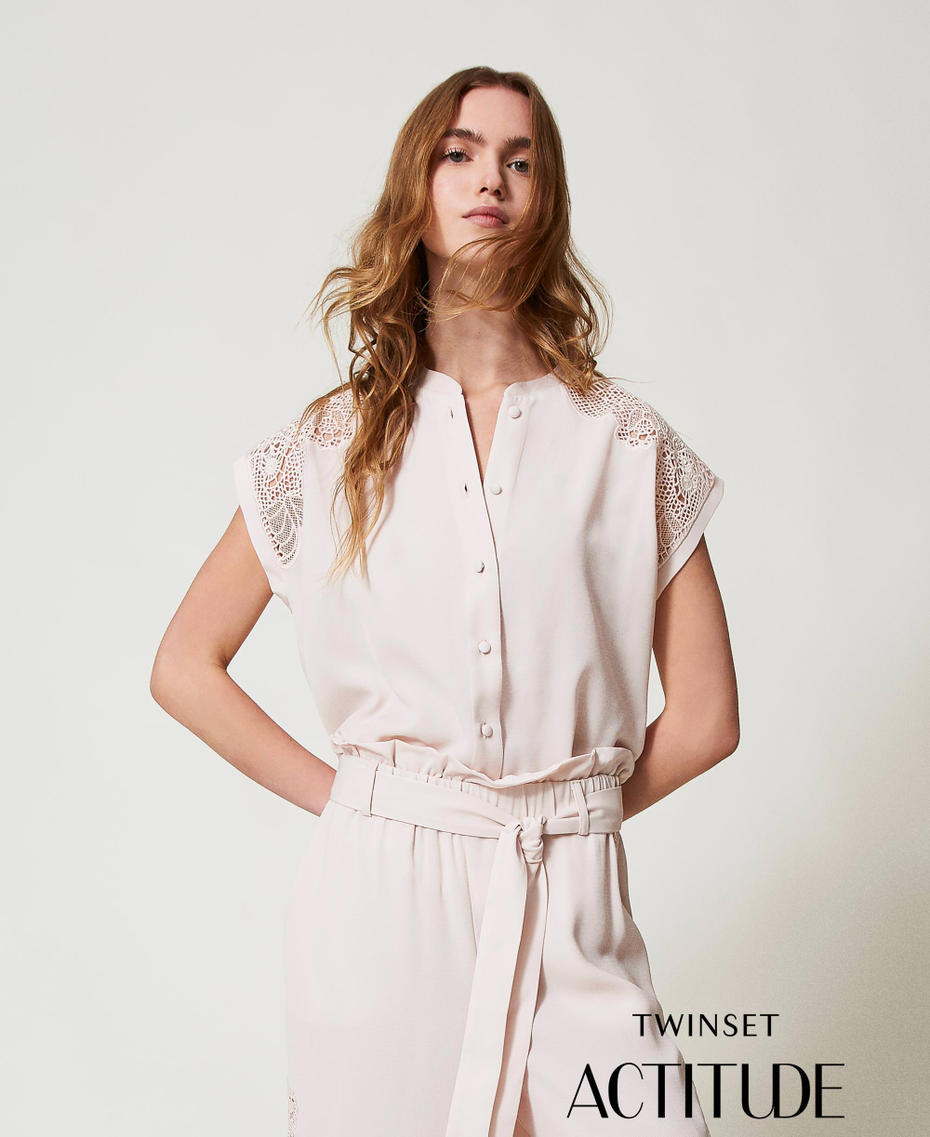 Camicia in twill con ricamo Rosa Tender Pink Donna 251AP2421_00619_PA