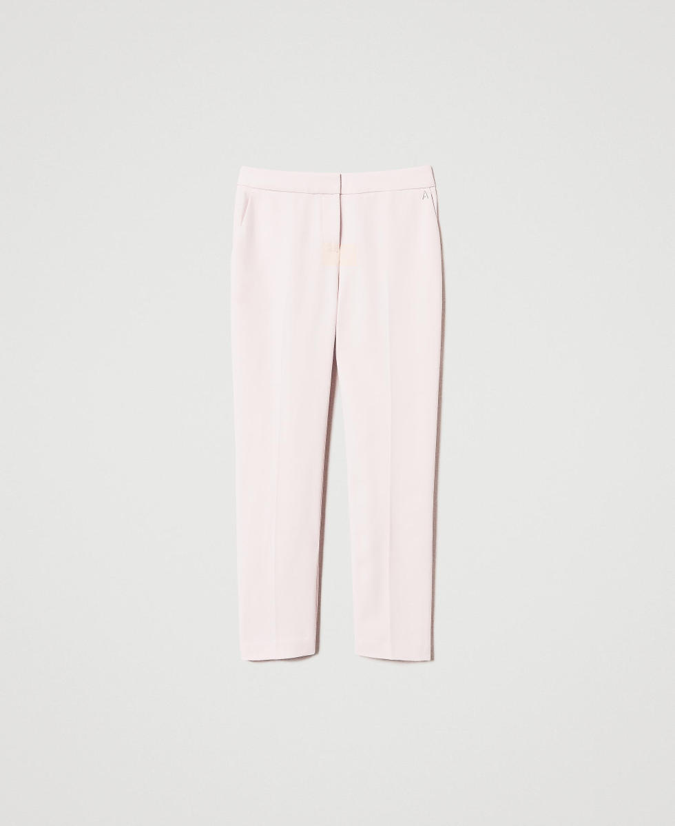 Pantaloni a sigaretta in crêpe piquet