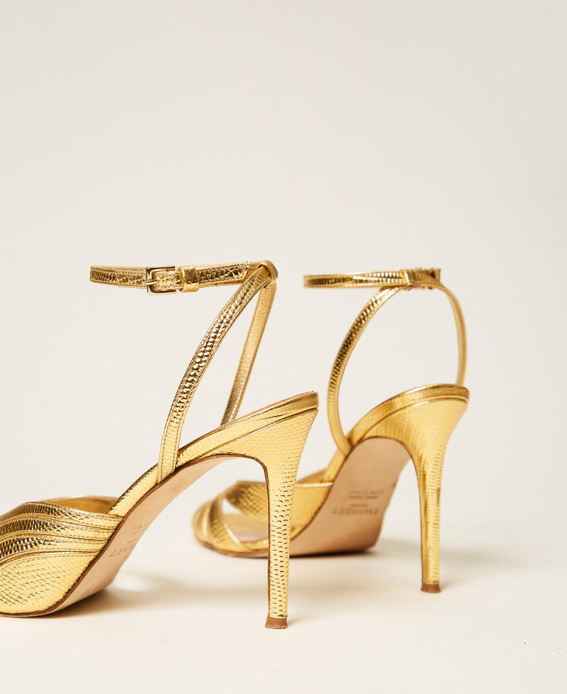Laminated leather sandals Gold Tejus Woman 252TST018_12384_03