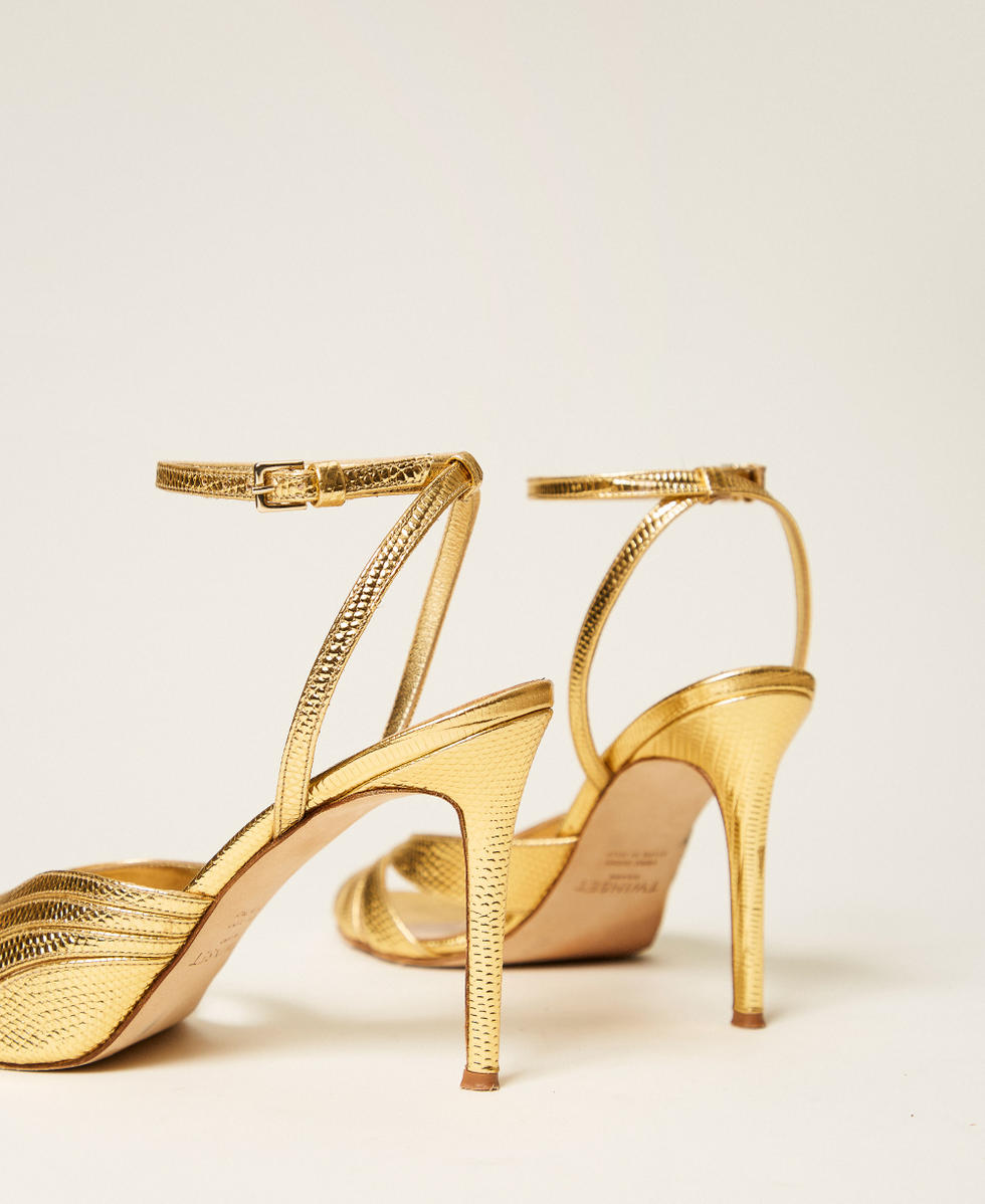 Laminated leather sandals Gold Tejus Woman 252TST018_12384_03