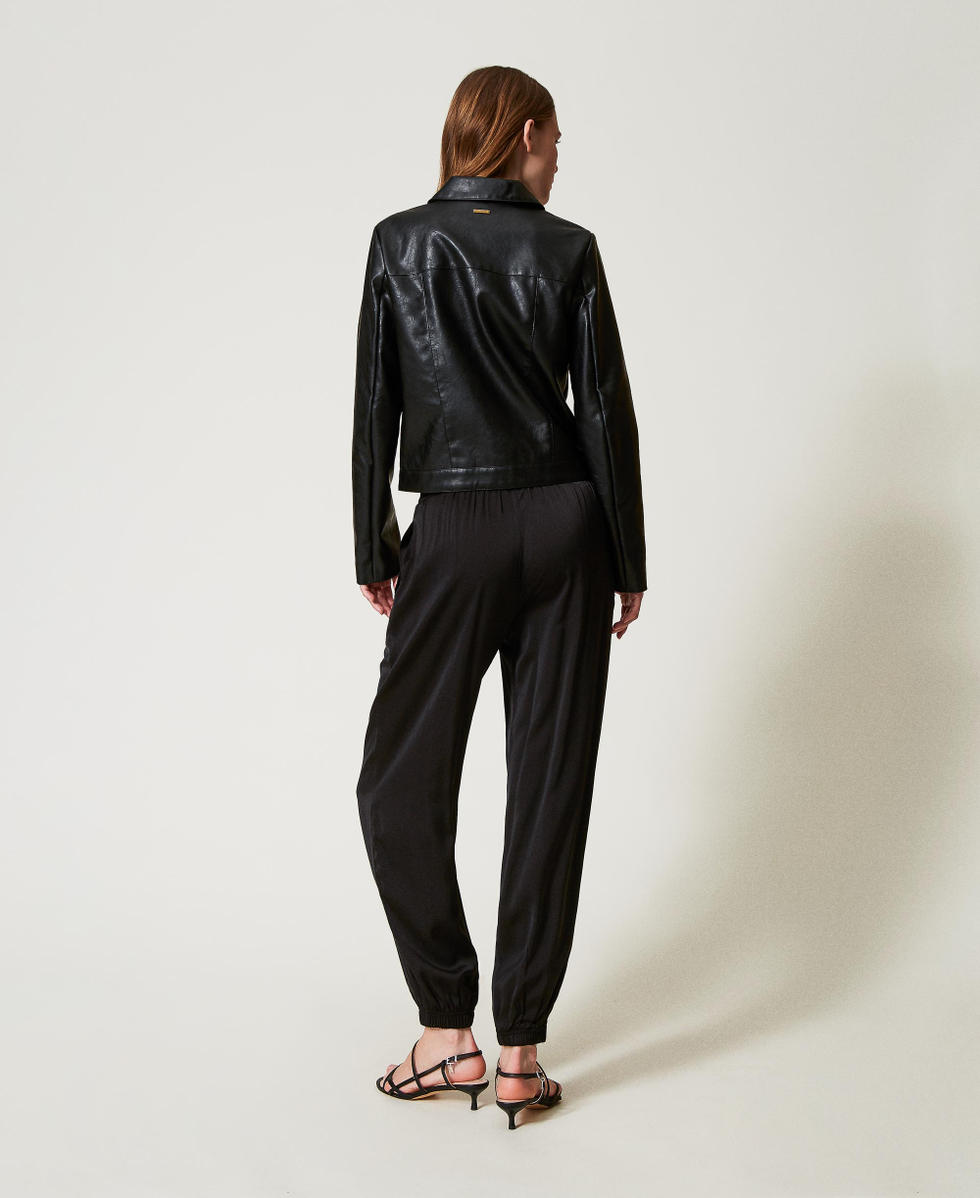 Pantalon de jogging en satin Noir Femme 251LL2ZDD_00006_03