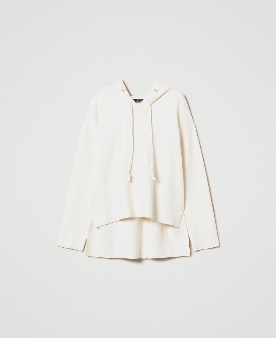 Pull avec capuche et perles Blanc Antique White Femme 242AT3252_00245_S0