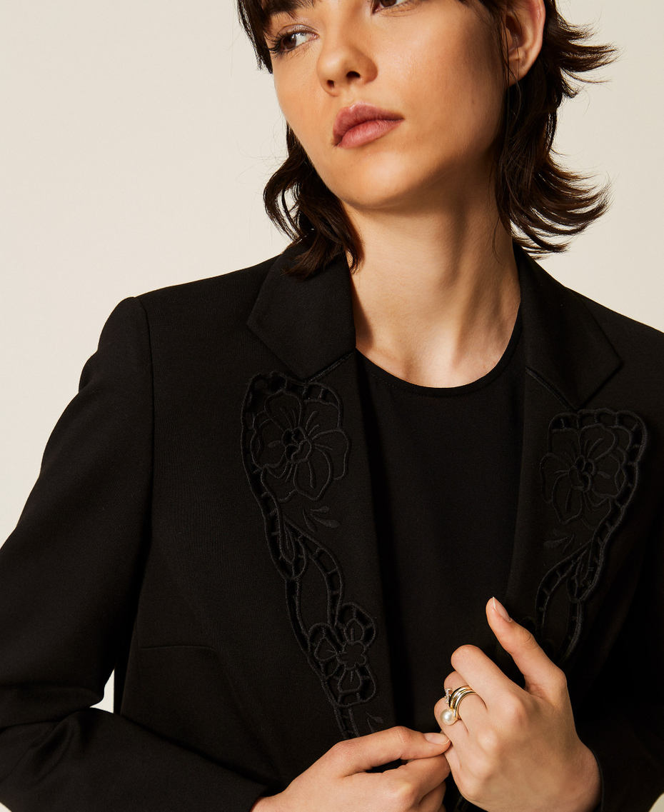 Blazer with broderie anglaise Black Woman 262TP2675_00006_05
