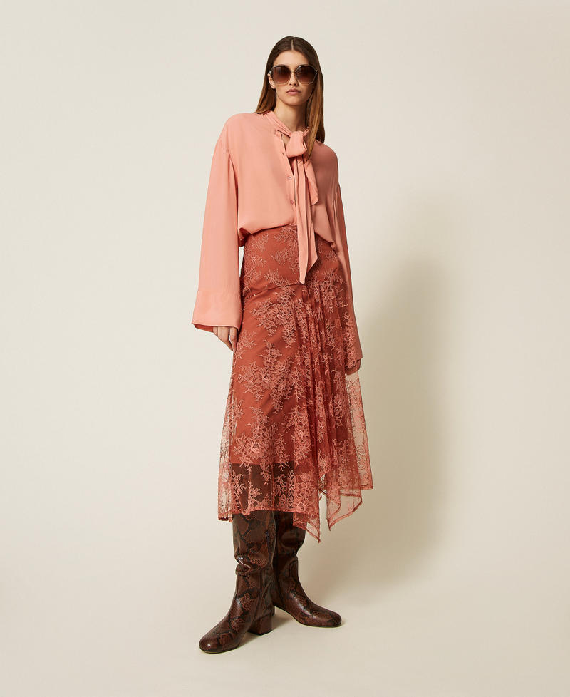 Long lace skirt Rust Brown Woman 252TF2112_12608_01