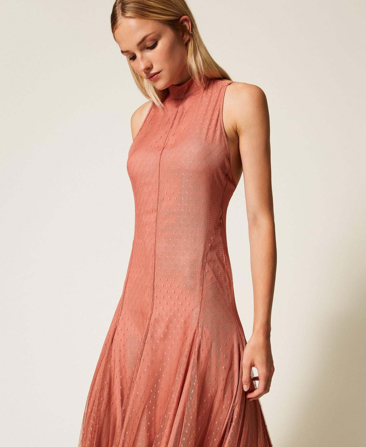 Long plumetis tulle dress
