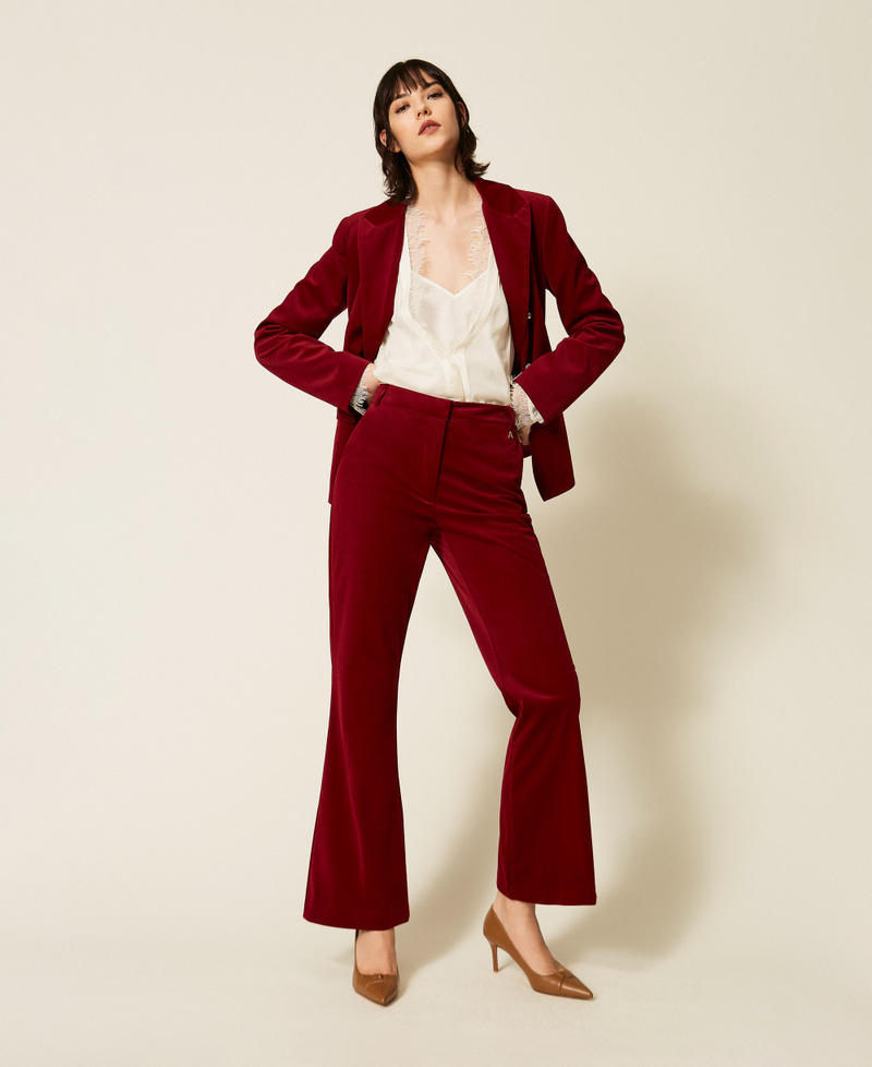 Flared velvet trousers "Rhubarb" Red Woman 262AP2271_13643_01