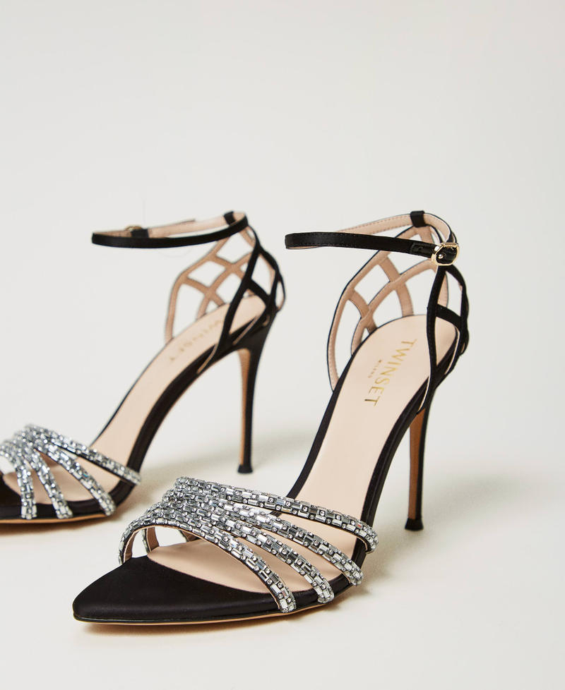 High-heeled cage sandals with rhinestones Black Woman 251TGT112_00006_02