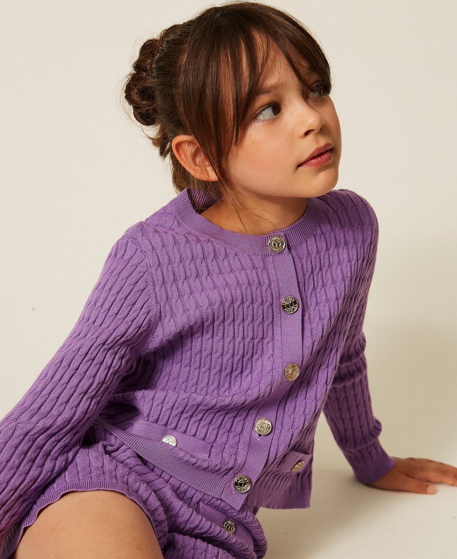 Fitted cable knit cardigan &ldquo;Hyacinth&rdquo; Purple Girl 262GJ3072_11296_04