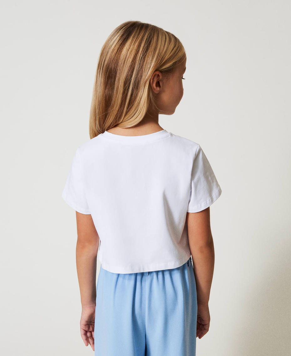 Cropped T-shirt with logo "Ice" White Girl 251GJ2484_00808_03