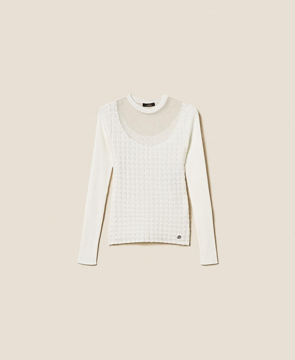 Pull ajusté avec empiècement transparent