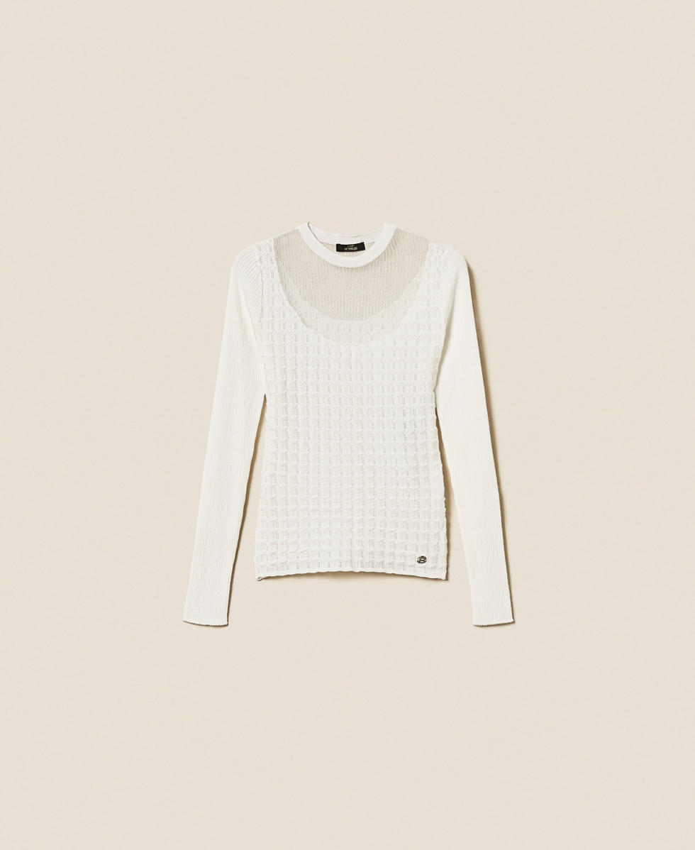 Fitted jumper with see-through yoke