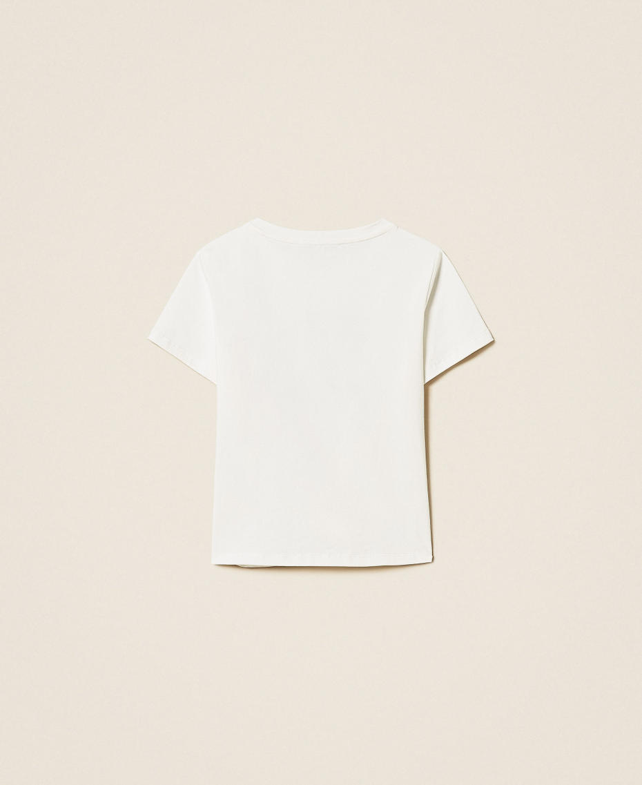 Regular fit T-shirt with embroidery Two-tone Off White/Dark Root Brown Girl 261GJ2251_13378_S1