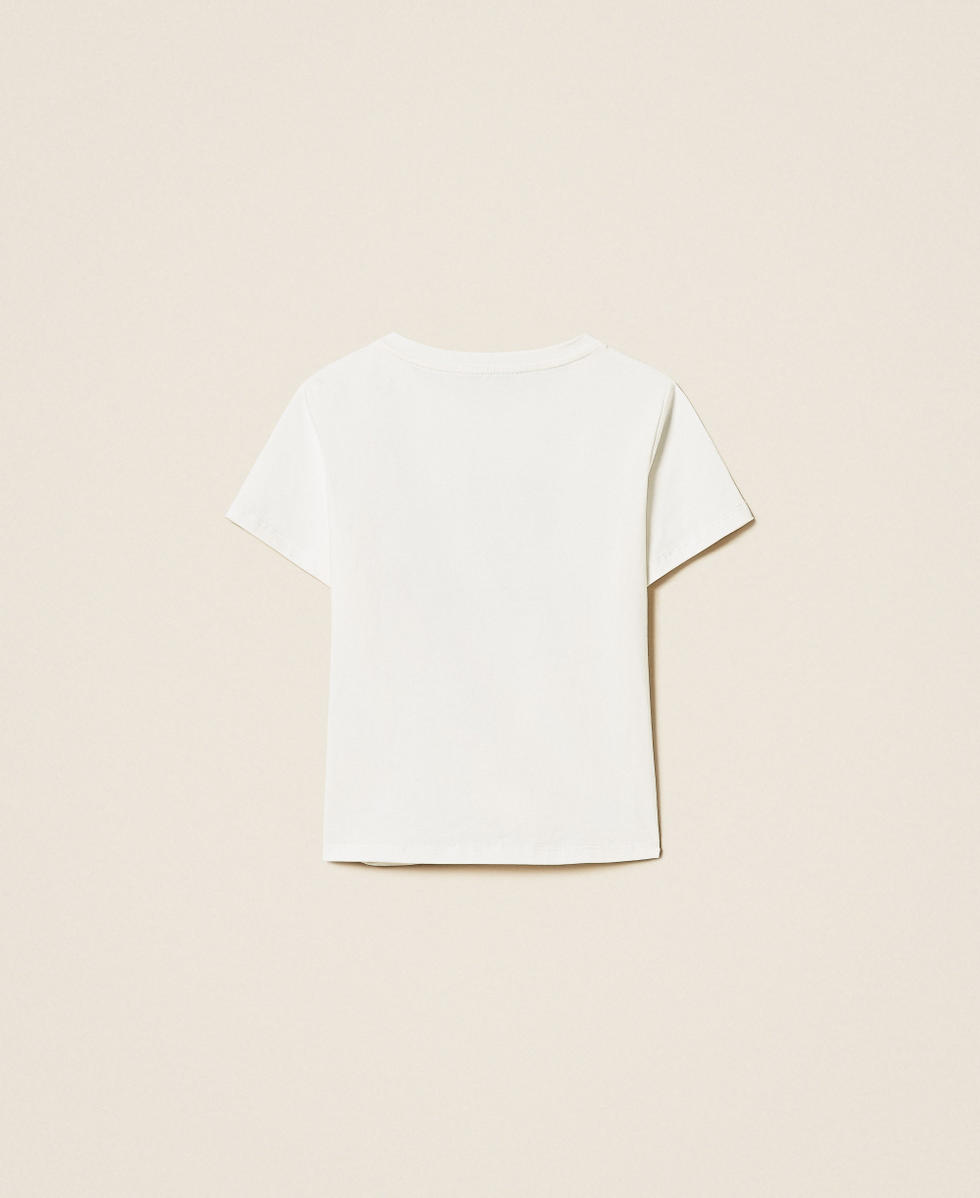 T-shirt regular con ricamo Bicolor Off White / Marrone"Dark Root" Bambina 261GJ2251_13378_S1