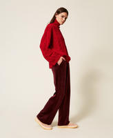 Pantaloni ampi in ciniglia Donna, Rosso TWINSET Milano