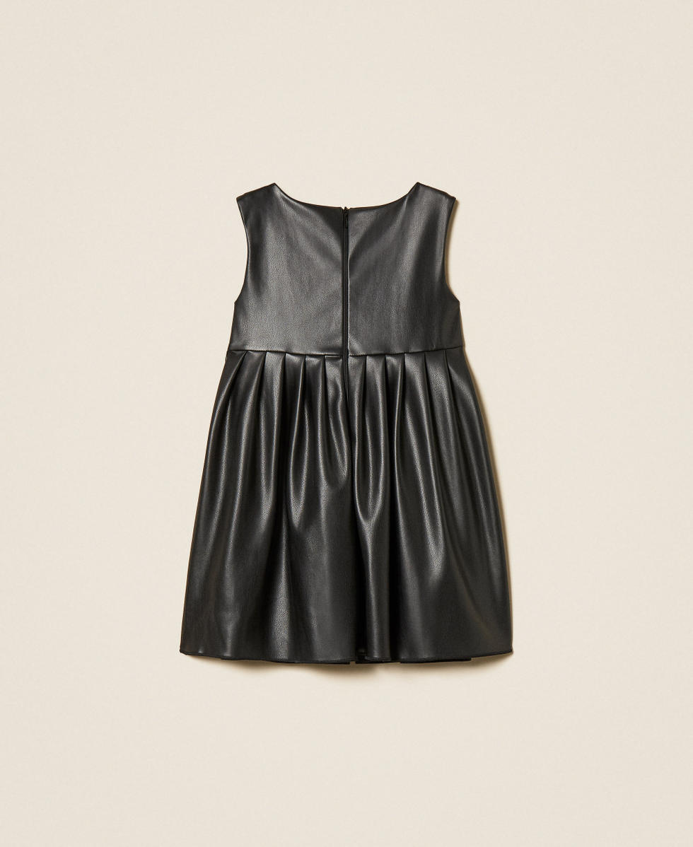 pu leather dress kids Girls' short faux with Oval T Girl, Black Prom dress under £100
