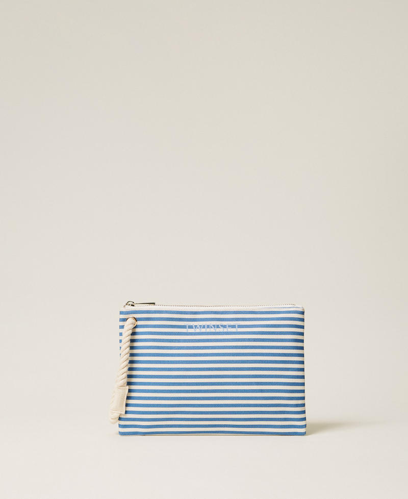 Canvas clutch Mediterranean Blue/Off White Stripes Woman 261LM8AJJ_13474_01